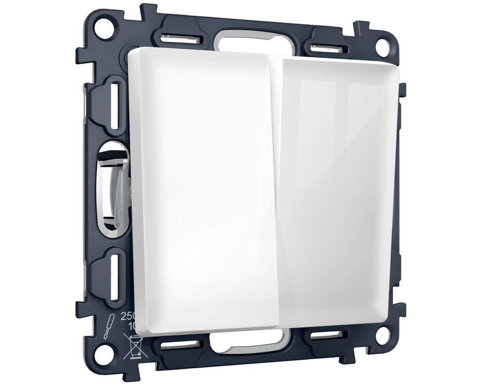 MA103050 Комплект механизма 2-кл выключателя с самовозвратом ALFA Белый глянец QUANT (AP1030, VM129)