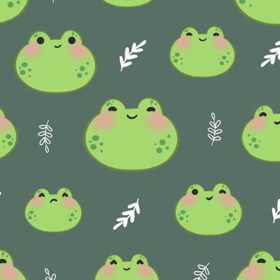 Лягушки с разными эмоциями на серо-зеленом