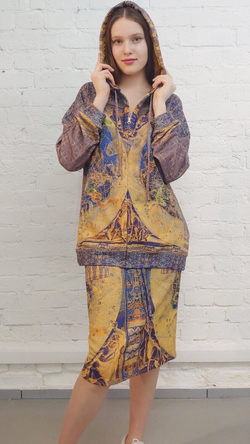 Комплект (худи и юбка) "Зодиак", по мотивам средневековой карты звездного неба