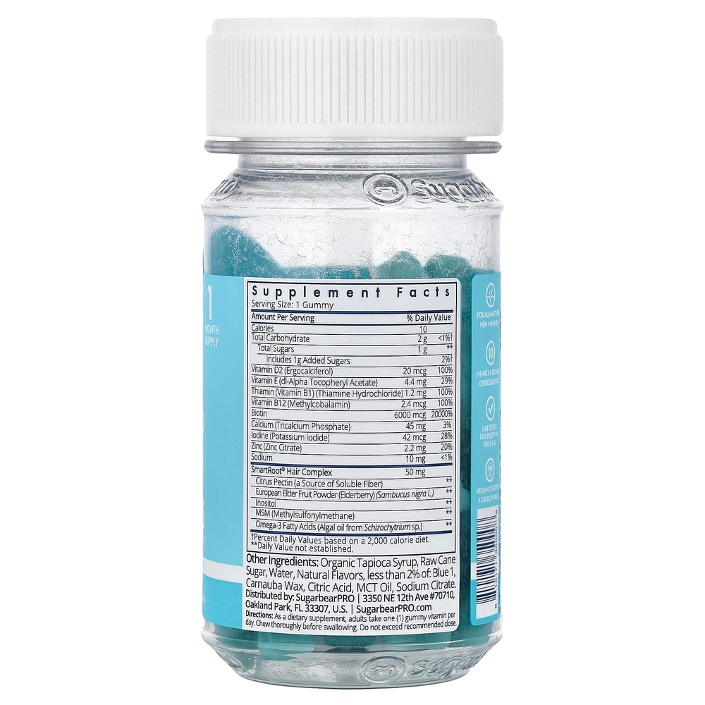 SugarbearPro, жевательные витамины для волос, 32 жевательные конфеты