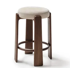 Granite Барный табурет из бежевого шенилла и массива ясеня в отделке орех 75 см