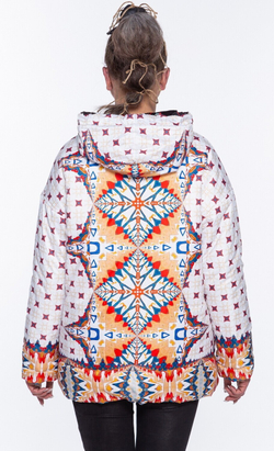 Двусторонняя куртка "Будни и праздник", по мотивам абстрактной живописи Василия Кандинского и древнего скифского ковра