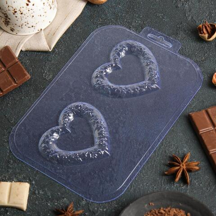 Форма пластиковая для шоколада "Сердечные кольца"