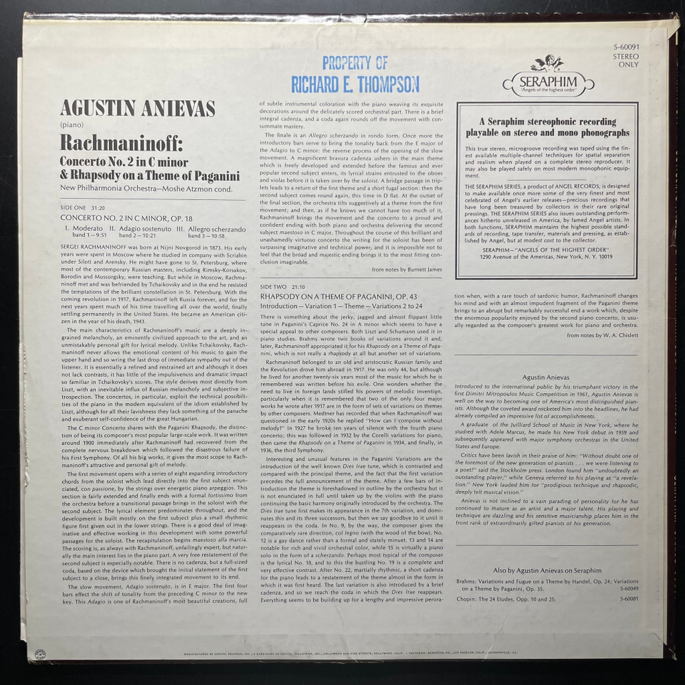 Рахманинов - Концерт № 2 / Рапсодия на тему Паганини (США)