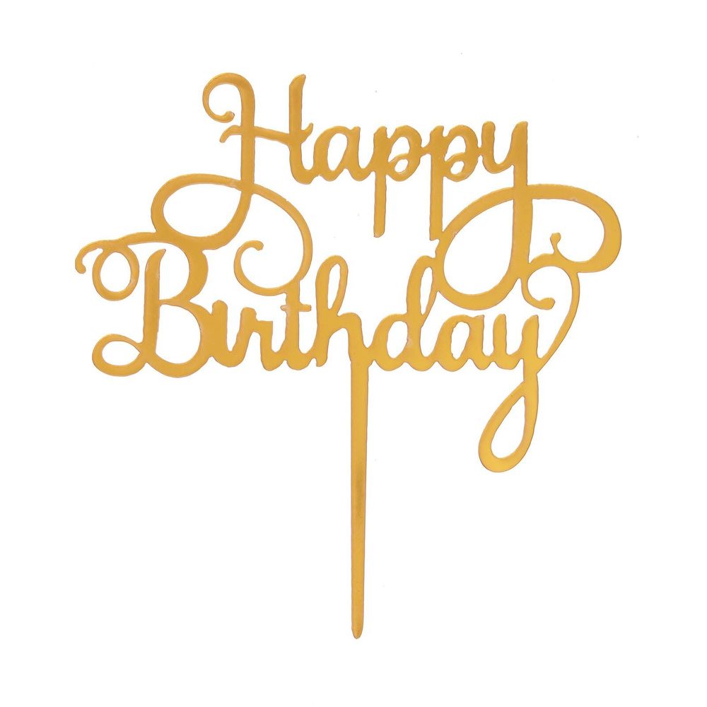 Топпер Happy Birthday золото (пластик)