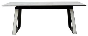 Стол Франк 160 БЕЛЫЙ МРАМОР, стекло / БЕЛЫЙ МРАМОР - ЧЕРНЫЙ