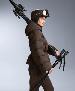 Oysho Легкий водонепроницаемый короткий пуховик Minardi Piume Kayak, темно-коричневый