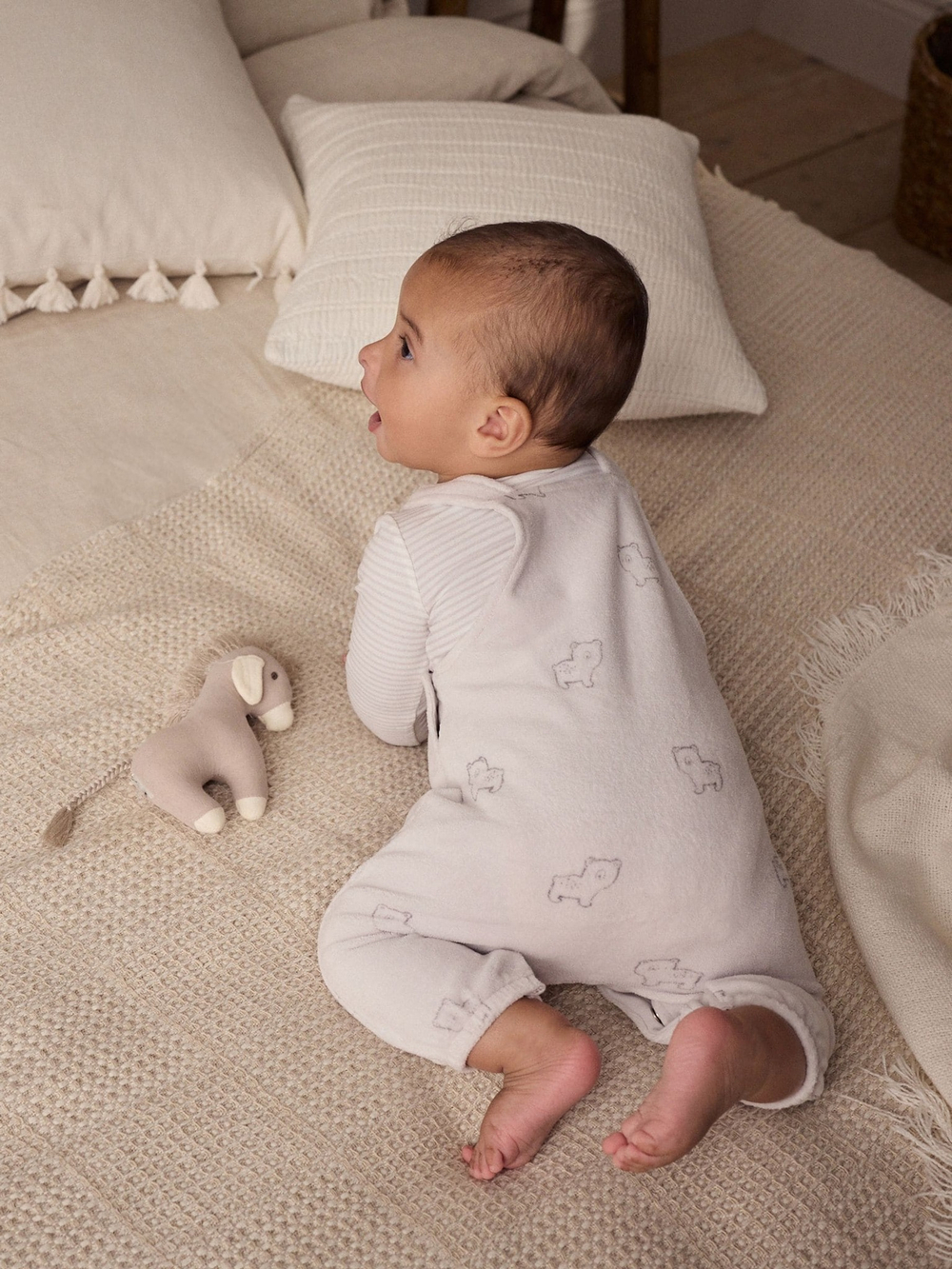 Боди с длинным рукавом и комбинезон в комлекте для малышей Next E59-551, Белый, Молочный