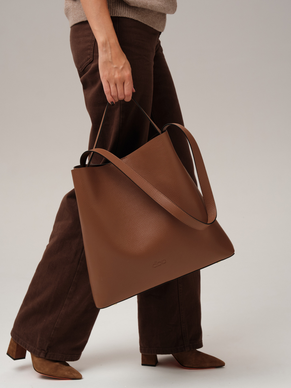 Кожаная сумка шоппер DBR 30948 темный орех