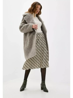 Шуба из овечьей шерсти, оливковая, SilverFox