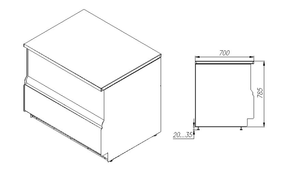 Неохлаждаемый прилавок CARBOMA CUBE KC70 N 0,9-7 (П-0,9)
