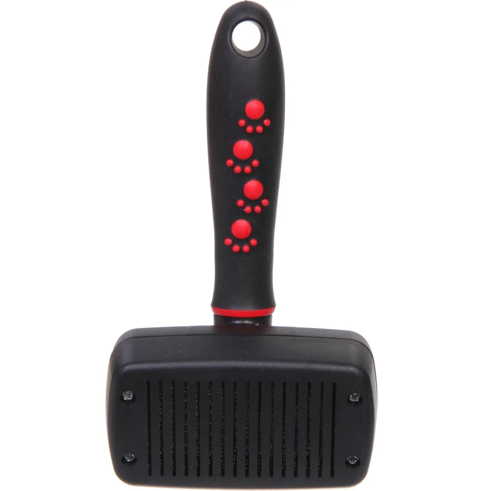 Расческа - пуходерка с кнопкой самоочистки «ПРОФФ - МОЙ БРО», прорезиненная ручка, цвет черный, 10*17,5см