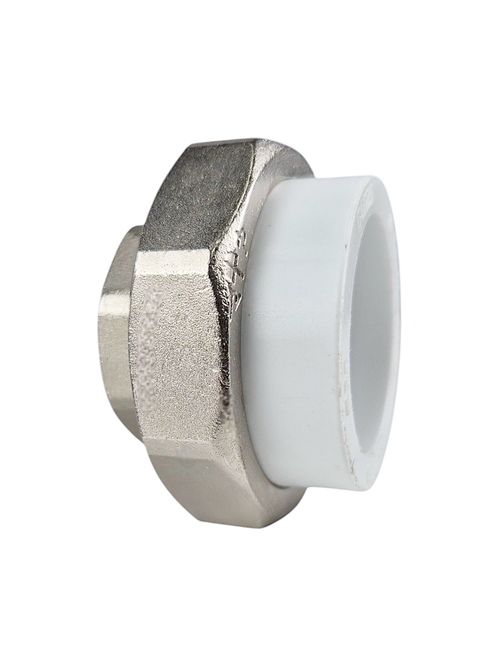 Муфта комбинированная разъемная (Американка) PPR внутренняя резьба 50х1 1/2,  белый, RTP (24/4)