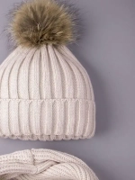 Шапка зимняя для девочки с помпоном и снуд