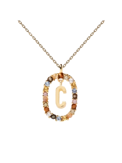 Колье Буква C серебро 925 пробы покрытое золотом