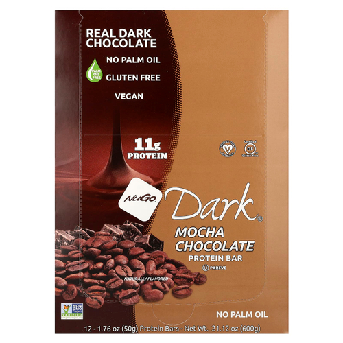 NuGo Nutrition, NuGo Dark®, протеиновые батончики, мокко и шоколад, 12 батончиков, 50 г (1,76 унции)