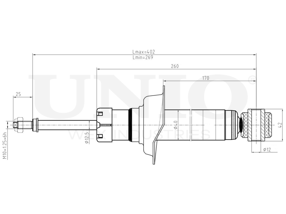 Амортизатор газовый задней подвески UNIO SAB-10479