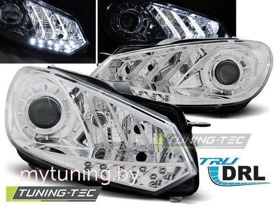 Передние фары VW Golf 6 tru drl chrome