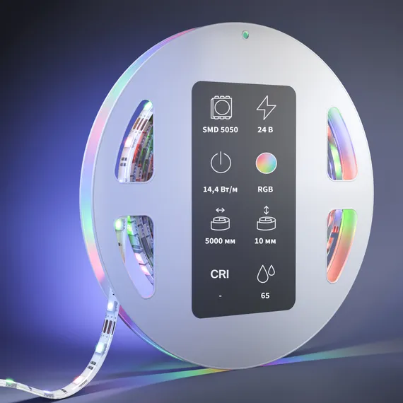 Светодиодная лента Ультра 24В 5050 14,4Вт/м Цветная (RGB) 5м IP 65 201140 Led Strip 201140