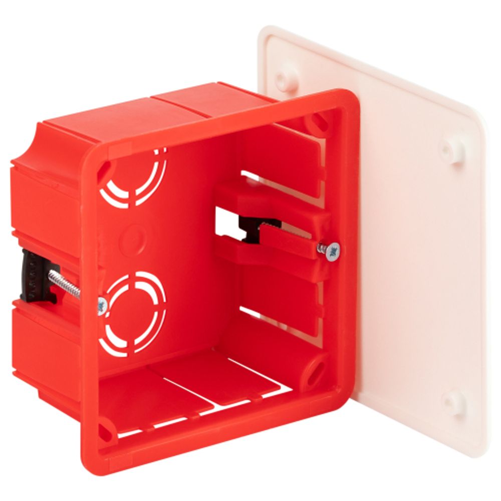 Распаячная коробка ЭРА KRP-92-92-45 скрытой установки красно-белая 92х92х45мм для полых стен саморезы крышка IP20