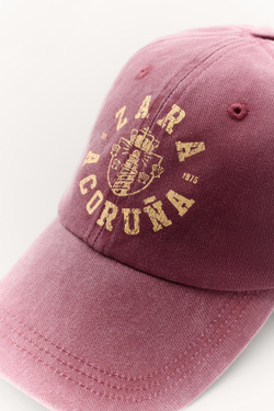 ZARA КЕПКА VARSITY, СВЕТЛО-БОРДОВЫЙ