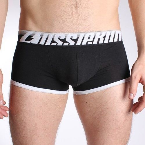 Мужские трусы брифы черные с серой резинкой Aussiebum Fire Boxer AB00190