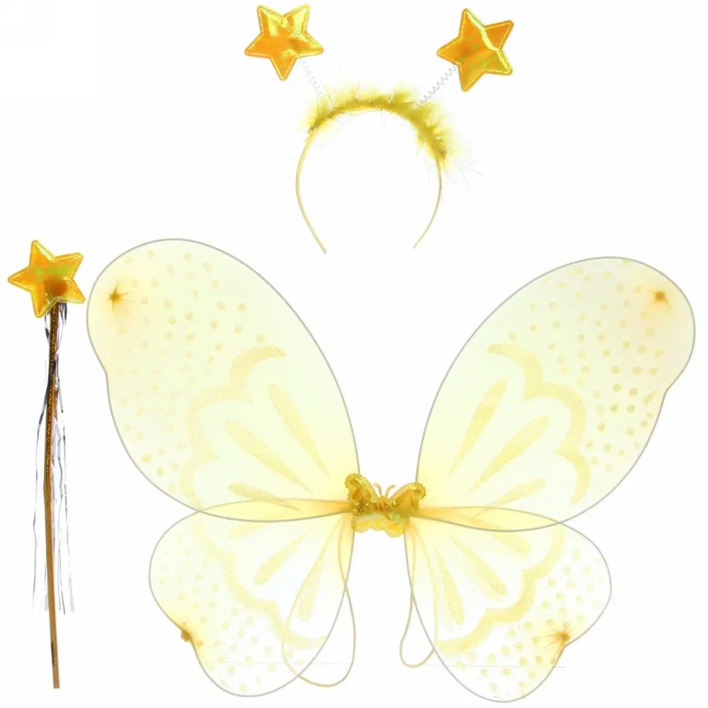 Карнавальный набор (крылья, ободок, палочка) «Фея горошки» желтый