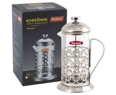 Чайник/кофейник (френч-пресс) 800мл, Olimpia, нерж сталь/стекло, T046-800ML Mallony 950092