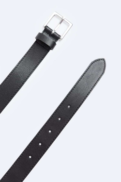 ZARA КОЖАНЫЙ РЕМЕНЬ С ДЕКОРАТИВНОЙ СТРОЧКОЙ, ЧЕРНЫЙ