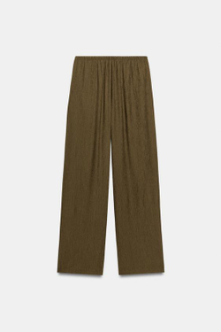 ZARA БРЮКИ ПРЯМОГО КРОЯ ИЗ СТРУЯЩЕЙСЯ ТКАНИ, ОЛИВКОВЫЙ