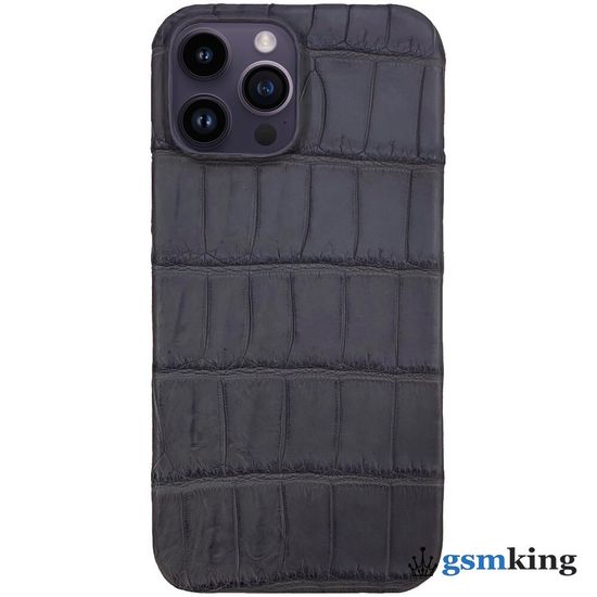 Leather Case for iPhone 14 Pro Max Croco Gray (Серый крокодил)