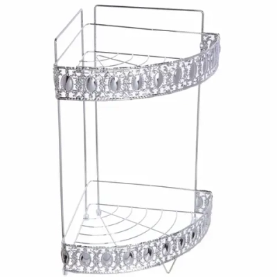 Полка для ванны металлическая угловая двойная 30х23х39см. HP58-0161B