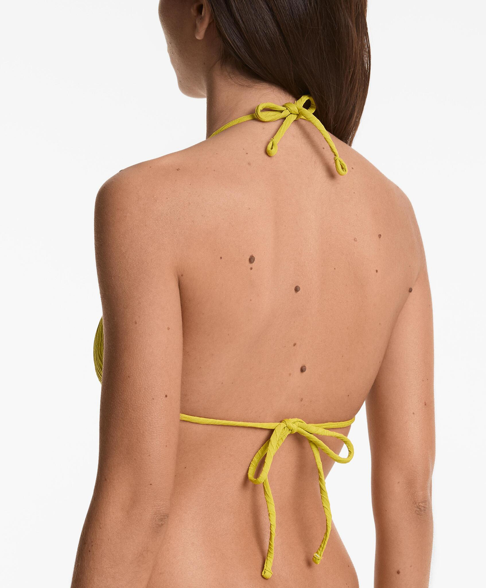 OYSHO Жаккардовый треугольный топ бикини, фисташково-зеленый