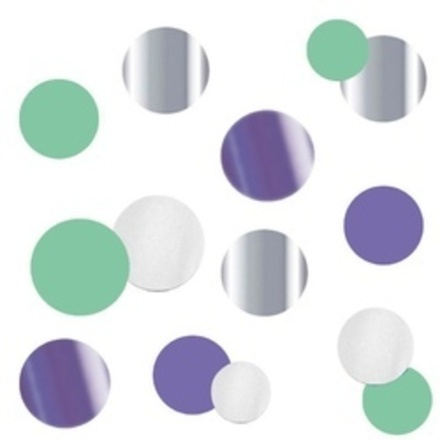 Конфетти Круги Микс Лавандовые фольгированные, бумажные