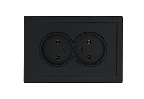 Розетка 2-местная LEZARD ZIMA черный бархат б/з безвинтовой зажим/клемма