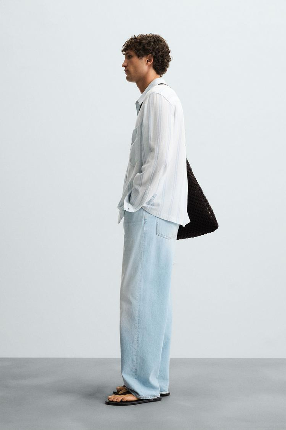 ZARA РУБАШКА ИЗ ТКАНИ В РЕЛЬЕФНУЮ ПОЛОСКУ, ПОЛОСКИ