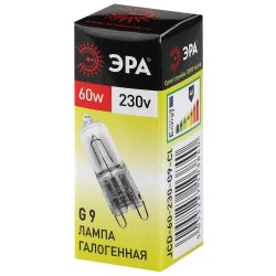 Лампочка галогенная ЭРА G9-JCD-60-230V-CL G9 60Вт капсула теплый белый свет | Лампы галогенные Капсульные (G4, G9)