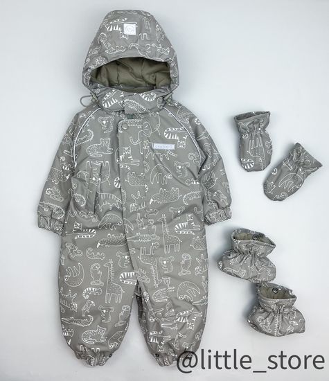 Комбинезон зимний "Милые зверята" Хаки