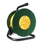 Удлинитель на пласт. катушке, 40м, 4 гнезда, ПВС 2*0.75, 1300Вт, без заземл.конт, Союз, 481S-3104