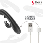 Черный вибратор-кролик с вращающимся шариком - 24,5 см.