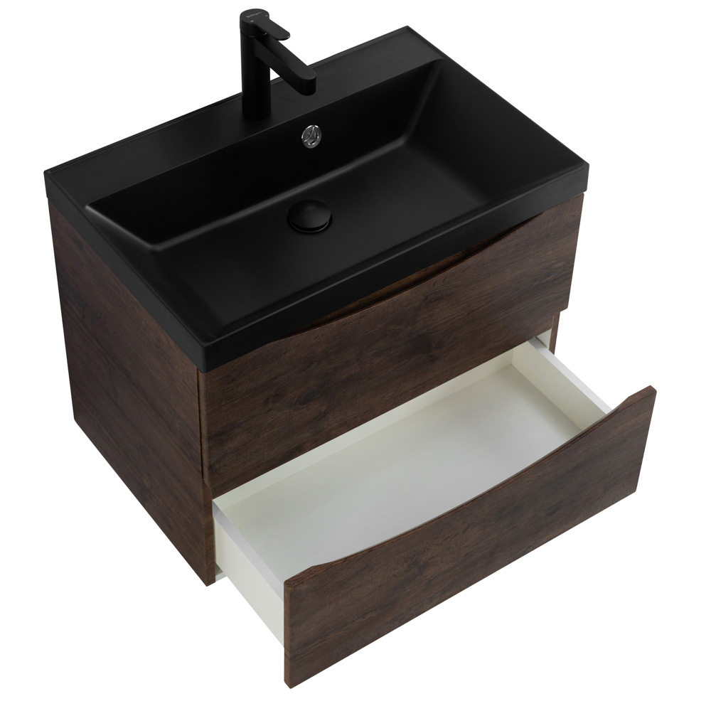 Тумба подвесная BelBagno MARINO-700-2C-SO-RW-P с черной раковиной