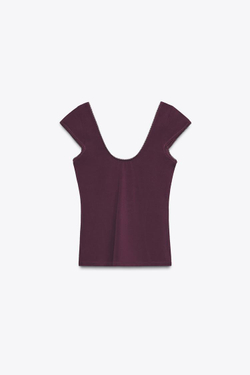 ZARA ТОП ИЗ ЛИОЦЕЛЛА С КРУЖЕВОМ, ЛИЛОВЫЙ