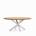 Овальный стол ARYA Argo из массива акации, белые стальные ножки 200x100