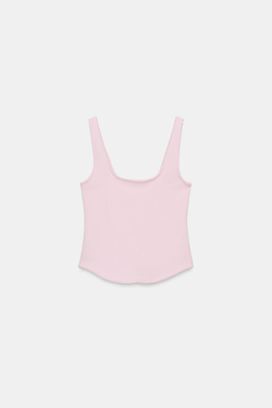 ZARA ТОП В РУБЧИК НА БРЕТЕЛЯХ, ПАСТЕЛЬНО-РОЗОВЫЙ