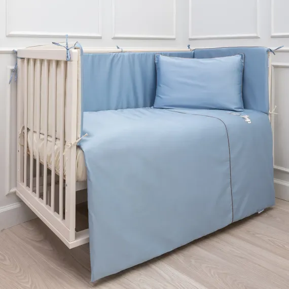 Комплект постельного белья Lollycottons Коники-сны 6 предметов, Голубой
