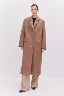 Пальто удлиненное женское бежевое