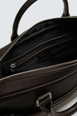 ZARA ПОРТФЕЛЬ ИЗ РЕЛЬЕФНОГО МАТЕРИАЛА, КОРИЧНЕВЫЙ