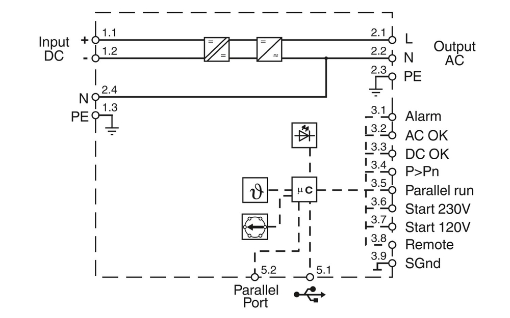 1067325 - QUINT4-INV/24DC/1AC/600VA/USB - Инвертор DC/AC
