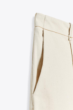 ZARA БРЮКИ-КЮЛОТЫ С ДЕКОРАТИВНОЙ СТРОЧКОЙ, ЭКРЮ