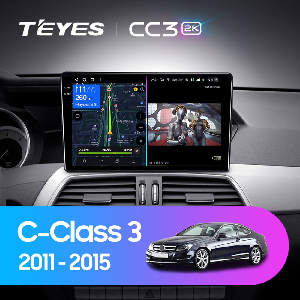 Teyes CC3 2K 9"для Mercedes-Benz C-Class 3 2011-2015